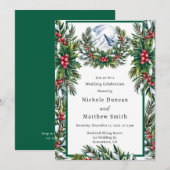 Winter Snowy Pine Wreath Wedding Celebration Kaart (Voorkant / Achterkant)