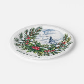 Winter Snowy Pine Wreath Wedding Papieren Bordje (Gekanteld)
