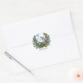 Winter Snowy Pine Wreath Wedding Ronde Sticker (Envelop)
