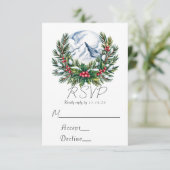 Winter Snowy Pine Wreath Wedding RSVP (Staand voorkant)