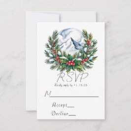 Winter Snowy Pine Wreath Wedding RSVP