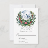 Winter Snowy Pine Wreath Wedding RSVP Kaartje (Voorkant)