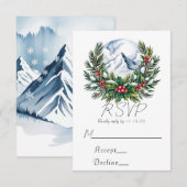 Winter Snowy Pine Wreath Wedding RSVP Kaartje (Voorkant / Achterkant)