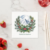 Winter Snowy Pine Wreath Wedding Servet (Insitu)