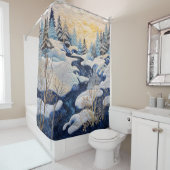 Winter Snowy Quilt Douchegordijn (In situ)