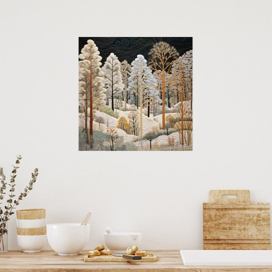 Winter Snowy Quilt Poster (Keuken)