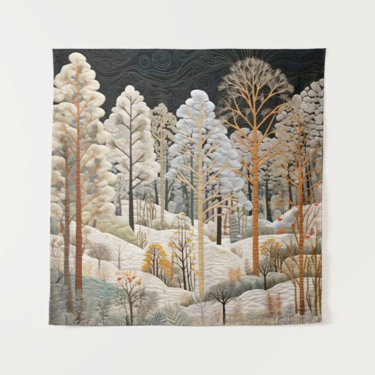 Winter Snowy Quilt Tapestry Wandkleed (Voorkant)