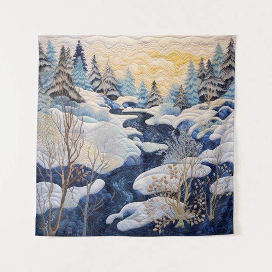 Winter Snowy Quilt Tapestry Wandkleed (Voorkant)