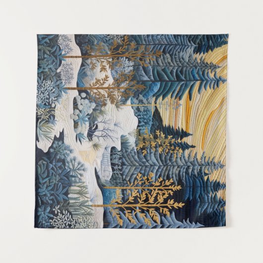 Winter Snowy Quilt Tapestry Wandkleed (Voorkant (horizontaal))