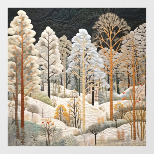 Winter Snowy Quilt Window Cling Raamsticker (Vel)