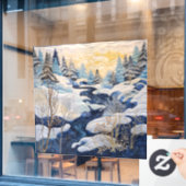 Winter Snowy Quilt Window Cling Raamsticker (Cafe Raam)