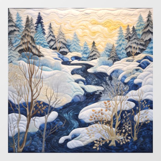 Winter Snowy Quilt Window Cling Raamsticker (Vel)