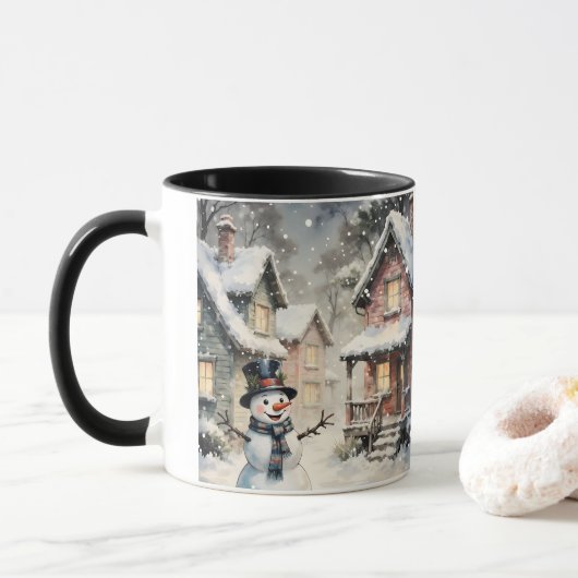 Winter Snowy Scene Mug Mok (Met donut)