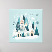 Winter Snowy Village Canvas Afdruk (Voorkant)