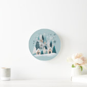 Winter Snowy Village Ronde Klok (Huis)