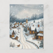 Winter Snowy Village Scene Serene Vredige Stad Briefkaart (Voorkant)