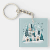 Winter Snowy Village Sleutelhanger (Voorkant)