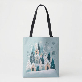 Winter Snowy Village Tote Bag