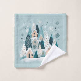 Winter Snowy Village Washandje