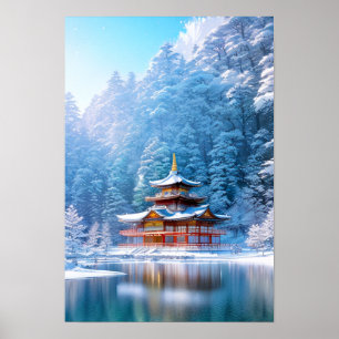 Winter Solace bij de Japanse tempel Poster