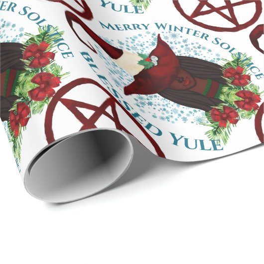 Winter Solstice African American Witch Yule Star W Cadeaupapier (Rol Hoek)