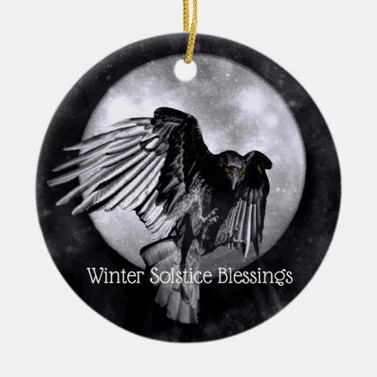 Winter Solstice Blessing Raven of Crow Moon Pagan Keramisch Ornament (Voorkant)