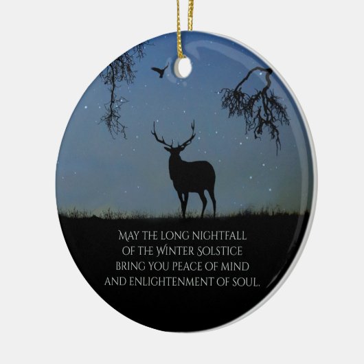 Winter Solstice Blessing with Elk en Raven Keramisch Ornament (Links)