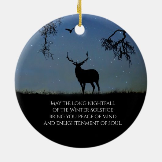 Winter Solstice Blessing with Elk en Raven Keramisch Ornament (Achterkant)