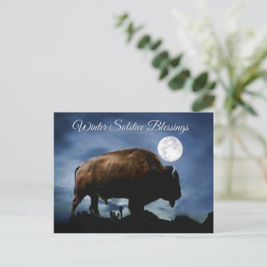 Winter Solstice Blessings Buffalo Briefkaarten (Staand voorkant)