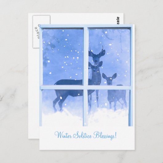 Winter Solstice Blessings Deer Briefkaart (Voorkant / Achterkant)