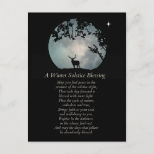 Winter Solstice Blessings Elk and Moon Briefkaart