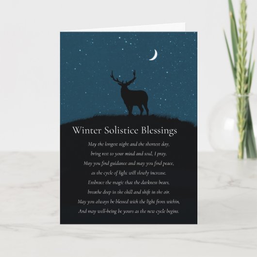 Winter Solstice Blessings Elk Stars Poem Kaart (Voorkant)
