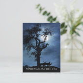 Winter Solstice Blessings Elks and Moon Briefkaart (Staand voorkant)