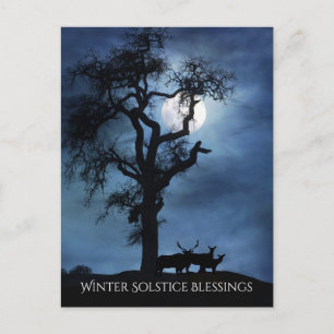 Winter Solstice Blessings Elks and Moon Briefkaart