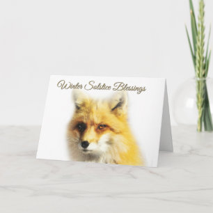 Winter Solstice Blessings Fox and Snow Kaart
