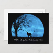 Winter Solstice Blessings Oak Tree Moon Elk Briefkaart (Voorkant / Achterkant)
