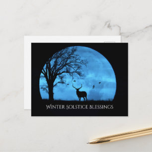 Winter Solstice Blessings Oak Tree Moon Elk Briefkaart