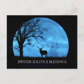 Winter Solstice Blessings Oak Tree Moon Elk Briefkaart (Voorkant)