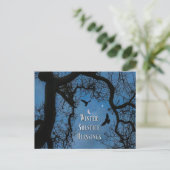 Winter Solstice Blessings Raven Oak Tree Moon Briefkaart (Staand voorkant)