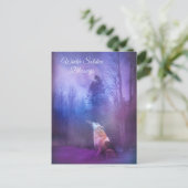 Winter Solstice Blessings Wolf en Snow Briefkaart (Staand voorkant)