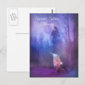 Winter Solstice Blessings Wolf en Snow Briefkaart (Voorkant / Achterkant)