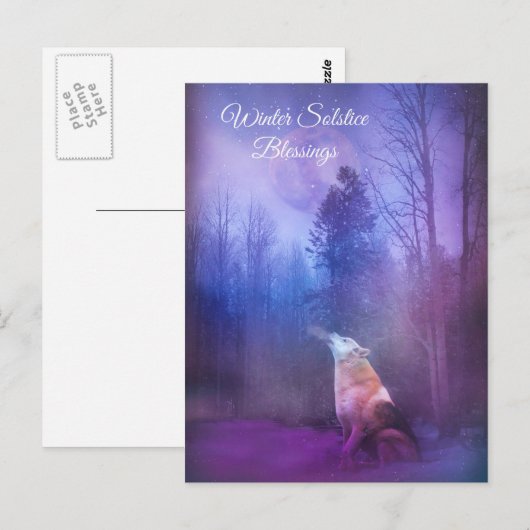 Winter Solstice Blessings Wolf en Snow Briefkaart (Voorkant / Achterkant)