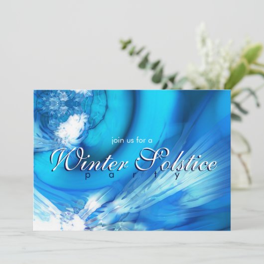 Winter Solstice Blue Abstracte uitnodiging (Staand voorkant)