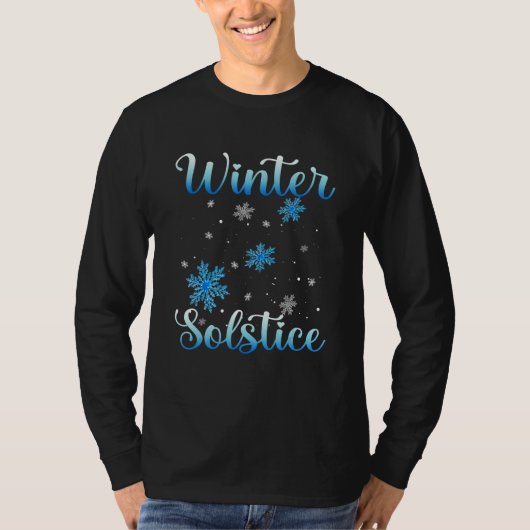Winter Solstice Blue Snowflake Blessed Yule Holi T-shirt (Voorkant)