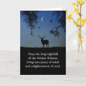 Winter Solstice Elk en Crescent Moon with Ravens Kaart (Gele Bloem)