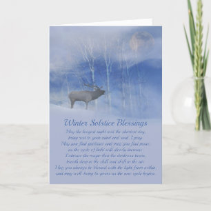Winter Solstice Elk en Snow Blessings Kaart