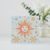 Winter Solstice Folk Art Sun Holiday Groeten Kaart (Staand voorkant)
