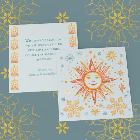Winter Solstice Folk Art Sun Holiday Groeten Kaart