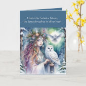 Winter Solstice Forest Godin en Uil Kaart (Gele Bloem)
