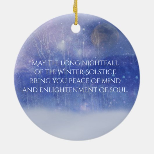Winter Solstice Forest Snow and Moon Blessing Keramisch Ornament (Achterkant)